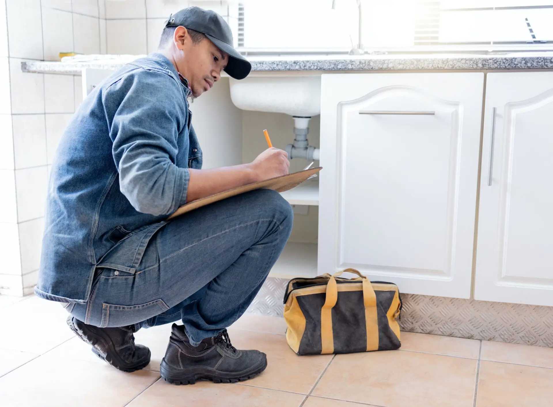 Las Vegas home inspections - inspecting plumbing under sink