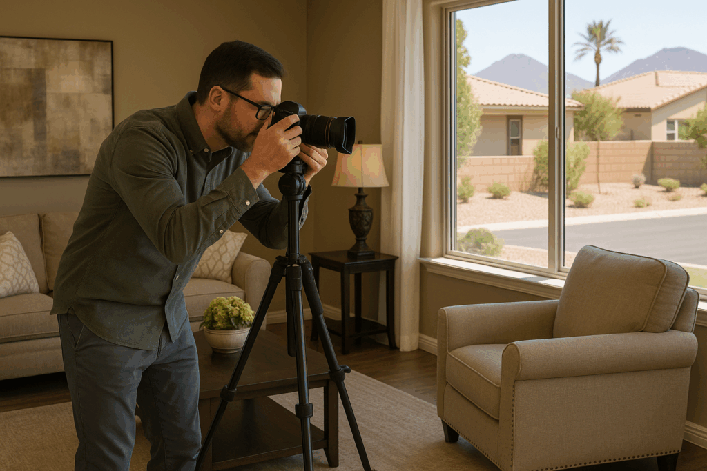 Las Vegas home photography tips - Photographer taking pics of a home