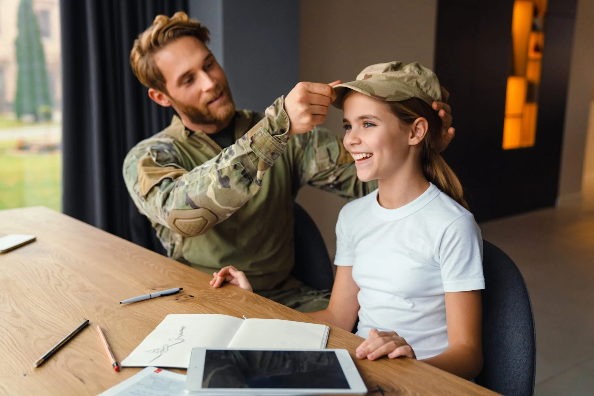 Real estate services for military Las Vegas - father playing with daughter