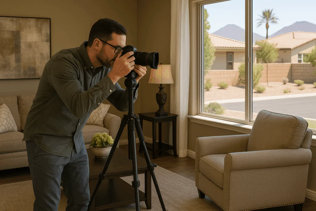 Las Vegas home photography tips - Photographer taking pics of a home