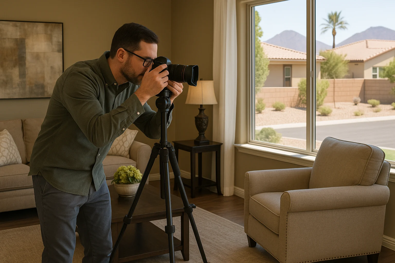 Las Vegas home photography tips - Photographer taking pics of a home